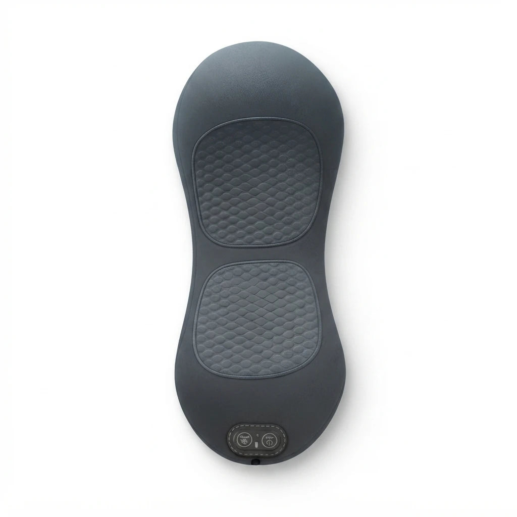 Massage Pillow/Tool for men and woman with back pain, with temperature controlled heating and vibrations, grey, USB Port
