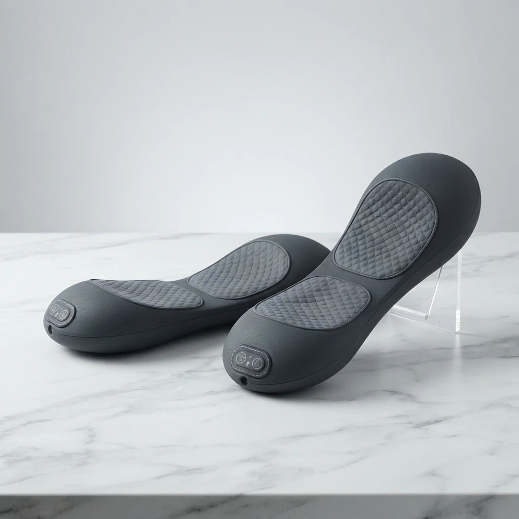 Massage Pillow/Tool for men and woman with back pain, with temperature controlled heating and vibrations, grey, USB Port